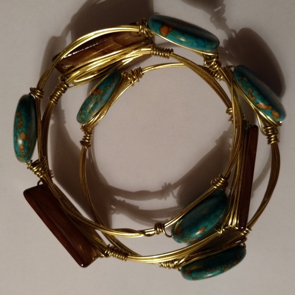 Turquoise & Gold Bracelets - Custom Designed! - Picture 3 of 8